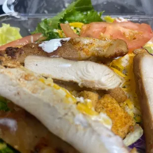 Chicken not cooked right. Rubbery