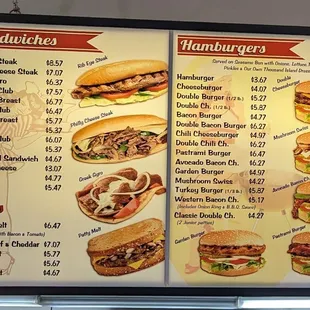 Sandwiches and hamburgers