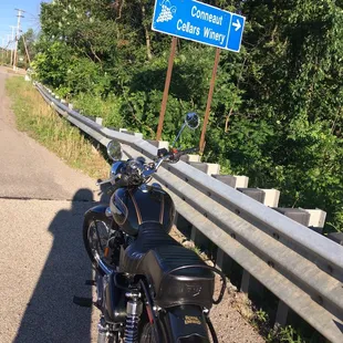 a motorcycle parked on the side of the road