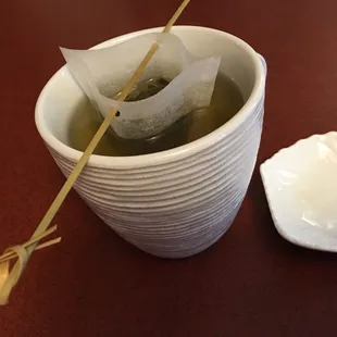 Ginger peach green tea brewing