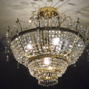 Cut crystal chandelier in German Room