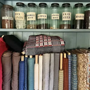 Fabrics and seeds and herbs