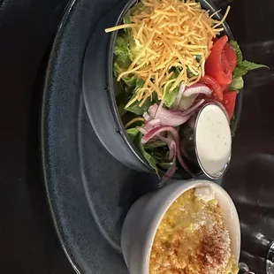 House salad and elote