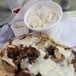Delicious Chicken Velvet Soup &amp; a Steak Pita Melt.