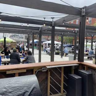 people eating outside