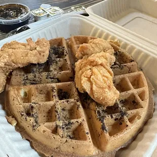 Connies Oreo Cookie Waffle with 2 Chicken Breast Tenders