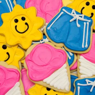 a close up of decorated cookies