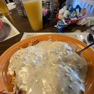 Sausage Gravy and Biscuit with potatoes