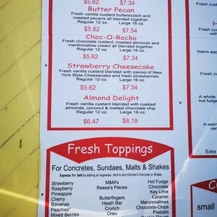 Menu board August 2023