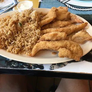 Shrimp shrimp fried rice and fish fillet