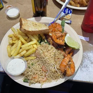 Grilled Shrimp ,Rice &amp; French Fries