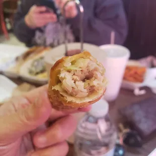 Inside of eggroll.