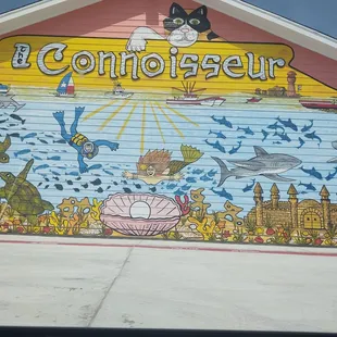 Closer view of the Mural on the side of the building for The Connoisseur