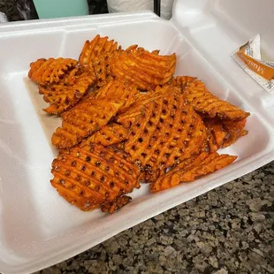 a tray of waffles