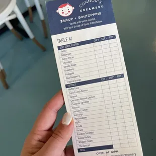 Menu to order at your table from Garbo's