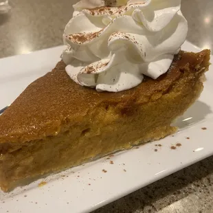 a slice of pumpkin pie