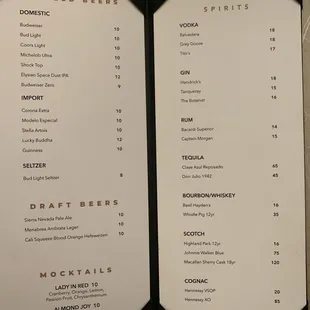 Resorts world casino hotel bar menu page two, 2/3/23