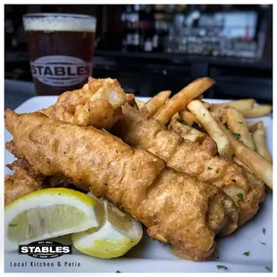 a plate of fish and chips