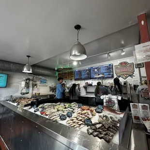 Indoor seafood selection