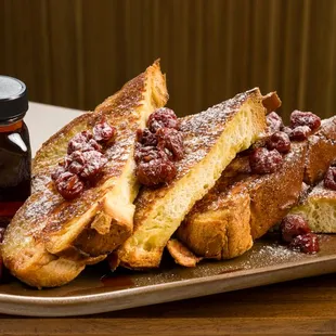 Brioche French Toast:
Bourbon cherry compote caramel sauce