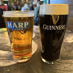 Harp Lager and Guiness