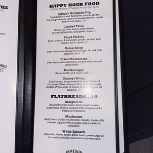 Happy hour menu...great onion rings!