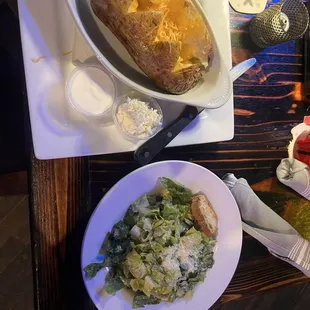 Baked Potato, caesar salad