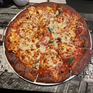 Margherita Pizza...fresh basil, and real, creamy Mozzarella!