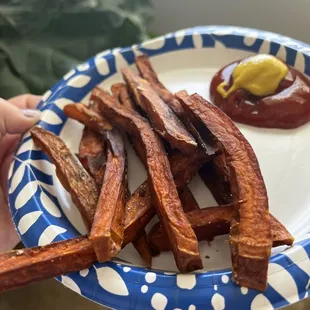 Fresh, thick sweet potato fries