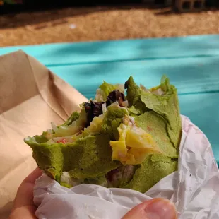 Portobello wrap. Starts to fall apart after a minute.