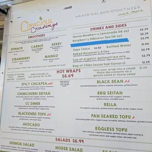 Menu as of January 2017