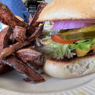 Cheeseburger with Sweet Potato Fries