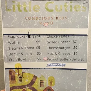 Kid's Menu (I appreciate the recycled paper!)