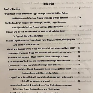 Breakfast Menu 1