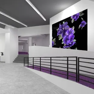 the lobby of the building