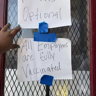 a sign posted on a door