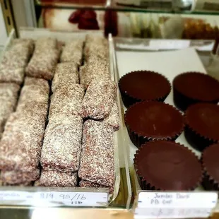 a variety of desserts on display