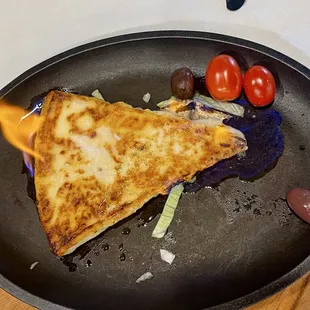 Flaming cheese