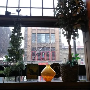 Watch snow fall while you drink Banana Foster flavored coffee.