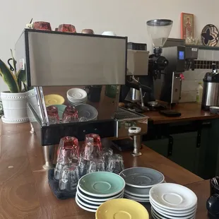 a variety of dishes on a table