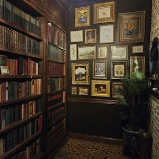 The liquor license is framed