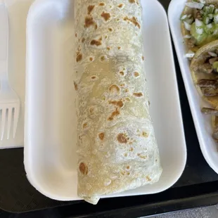 Carne asada burrito, $9 and full of meat and guacamole!