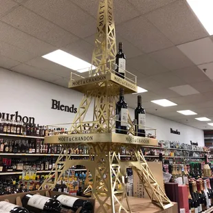 a wine tower in a store