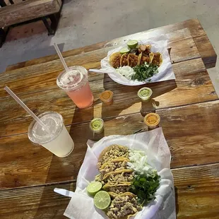 two plates of food on a table