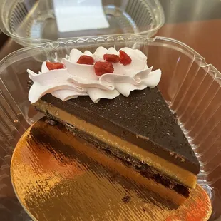 a piece of cake in a plastic container