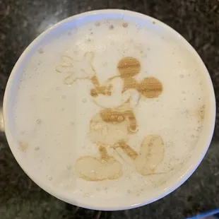 Mickey latte art.