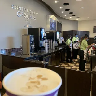 a cup of coffee on a table