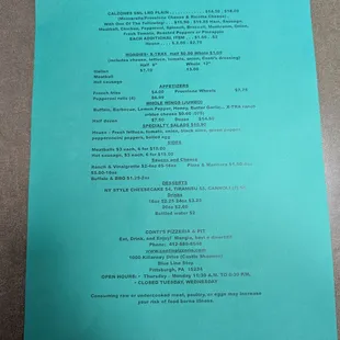 The menu