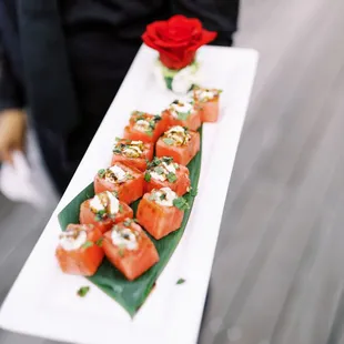 Watermelon hors d'oeuvre; lovely presentation.
