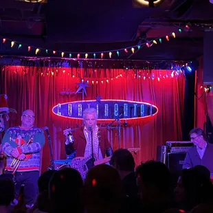 a band performing on stage